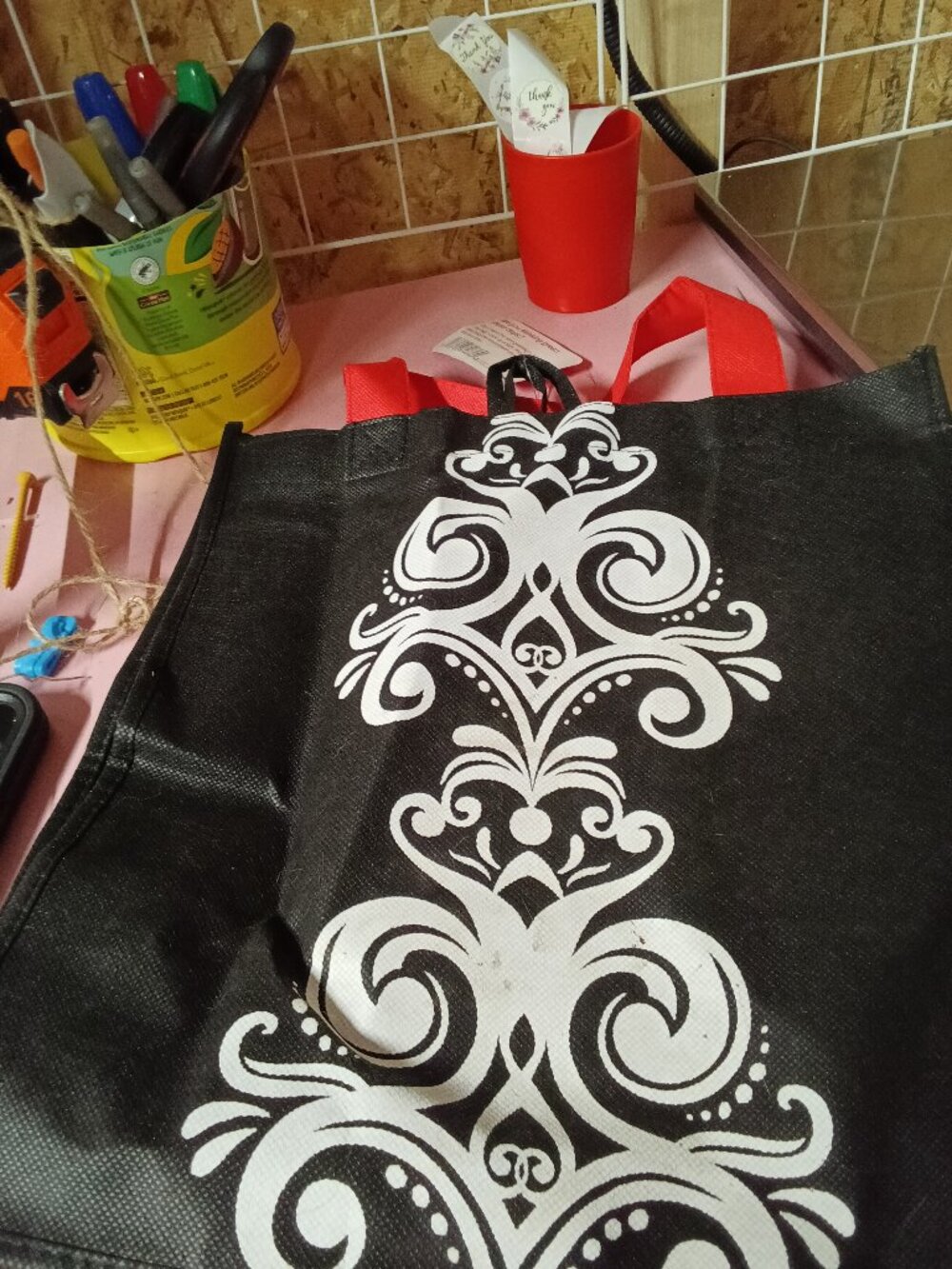 Sally Beauty Black Tote Bag with Red Handles - 25% Off When You Bundle 5+ Items!